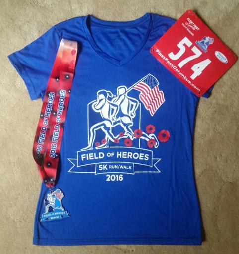 Field of Heroes 5k shirt and medal