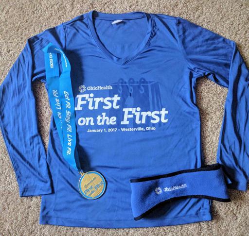 First on the First 5k Shirt Medal and Ear Warmers