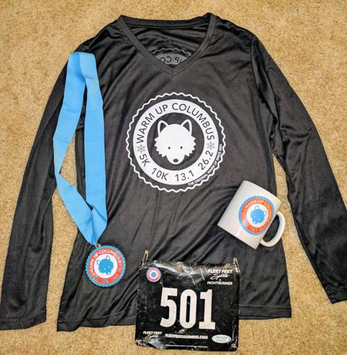 Warm Up Columbus Shirt, Medal, Mug, Bib