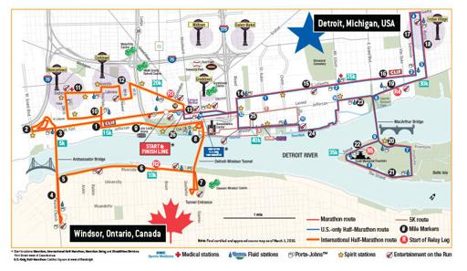 Detriot Free Press / Chemical Bank Marathon Course Map 2017