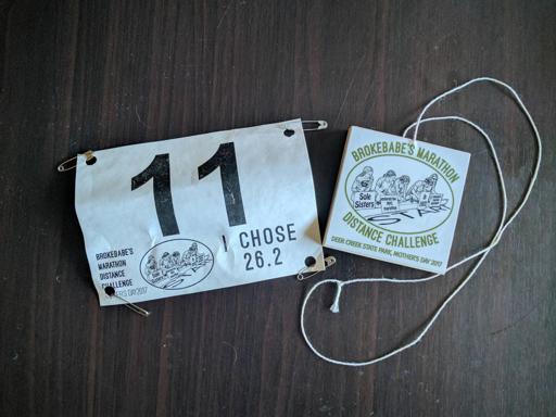 Brokebabes Marathon Medal and Bib