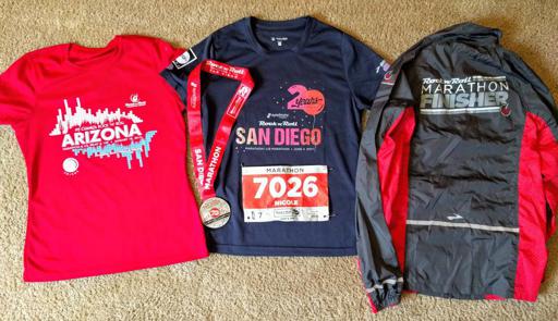 San Diego Rock n Roll Marathon Shirt, Bib, Medal, Finishers Jacket