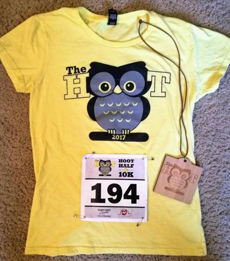 2017 The Hoof Half and 10k Race Shirt, Race Medal, and Bib