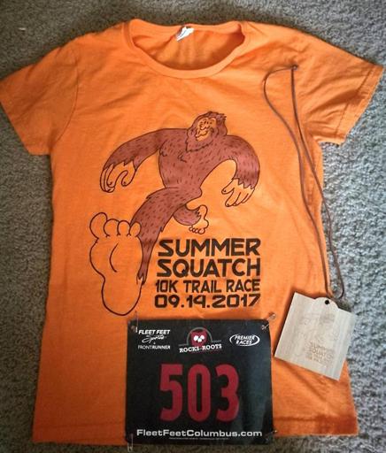 2017 Summer Squatch 10k Shirt, Medal, and Bib