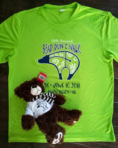 2018 Maple Valley Bear Run shirt and Bear age group award