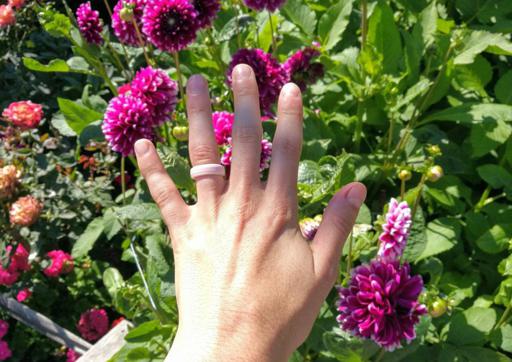 Karma Ring Co Duo Set Silicone Rings matching Pink Flowers in West Seattle