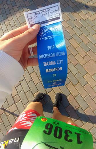 2019 Tacoma City 5k Age Group Blue Ribbon Award